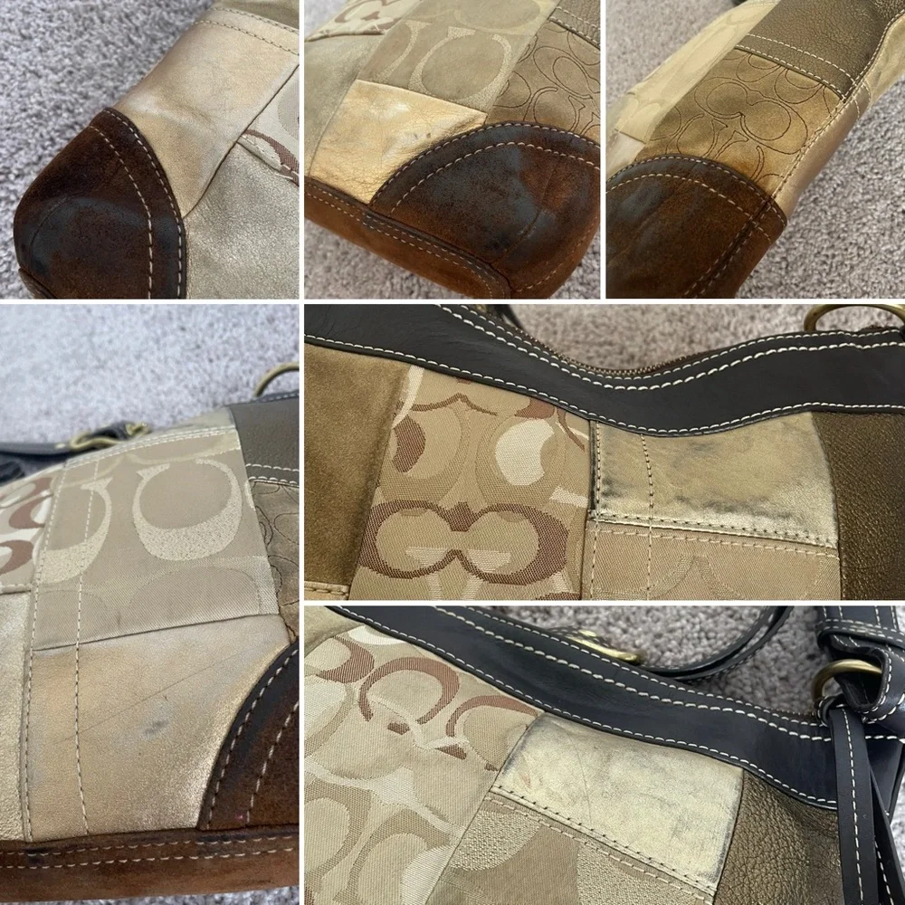 COACH✨Vintage Chestnut Brown Metallic Patchwork Legacy Shoulder Bag_8